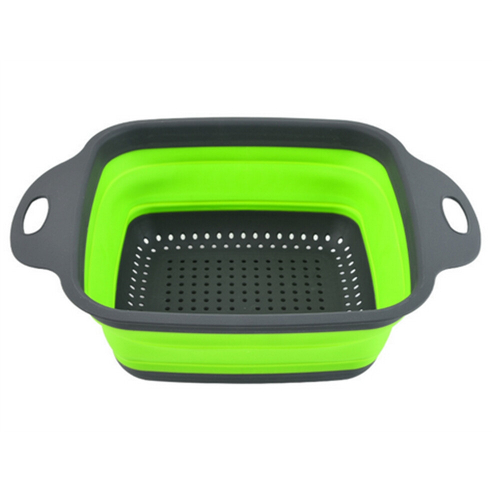 Silicone Folding Drain Fruit Vegetable Washing Basket Foldable Strainer Drainer Kitchen Storage Tool Dish Large Green 6032710864645