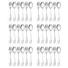 18X Couverts de Sécurité pour Enfants en Acier Inoxydable Ours Cuillère et Fourchette pour Enfants Ensemble de Couverts en Métal pour Tout-Petits