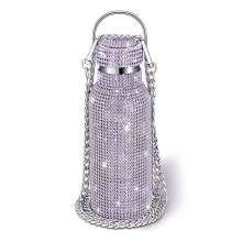 Diamond RVS Waterfles Draagbare Glitter Strass Waterfles Crossbody Bling Thermische Kolf 600ml F