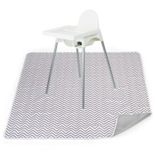 Chair Splash Mat Gray Chevron, Washable NonSlip Baby Feeding Splat Mat Floor Protector