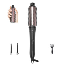 Hair Curling Iron 1.5 Inch Ceramic Ionic Thermal Round Brush, Loose Waves, Rose Gold Dual Voltage