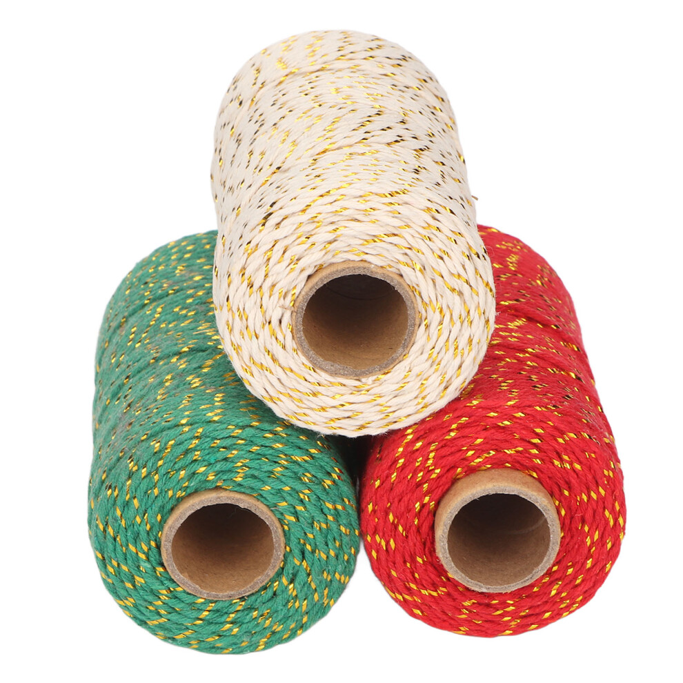 Diy Christmas Twine Pack 3 Rolls 2Mm X 328Ft Lightweight Cuttable Gift String 8201389828540