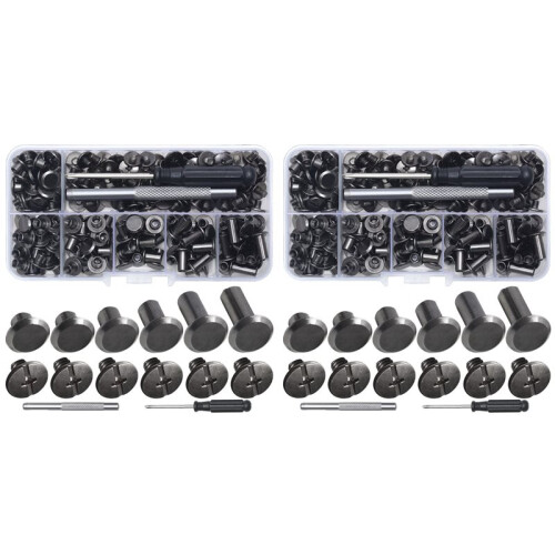 Chicago Screw Leather Rivets Assorted Screw Rivets M5 Chicago Binding Screws for Decorating PU  Belts(220PCS) B