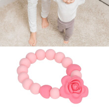 Silikon Rosa Blütenform Beißarmband – Sicher, Kratzfestes DIY Säugling-Spielzeug