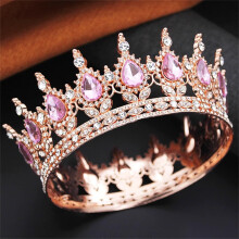 Wedding Tiara Rose Gold Vintage Rhinestone Crown for Bridal Pageant Prom and Formal Events