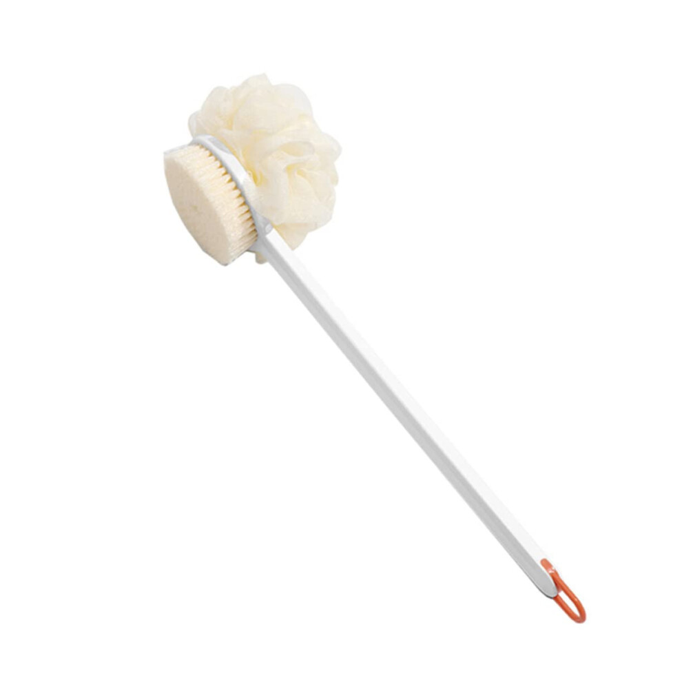 Back Scrubber for Shower with Long Handle, DualSided Loofah and Bristle Body Exfoliating Brush