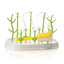 Baby Bottle Drying Rack with Adjustable Branches, Compact Countertop Stand, Green