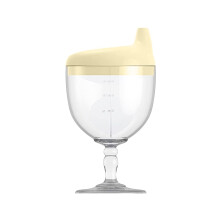 Baby Wine Sippy Cup with Leakproof Lid and Easy Grip Handle, Yellow Kids Plastic Wine Glass 5oz