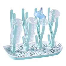 Baby Bottle Drying Rack with Tray, Space Saving Green Countertop Baby Bottle Holder for Bottles and Pump Parts