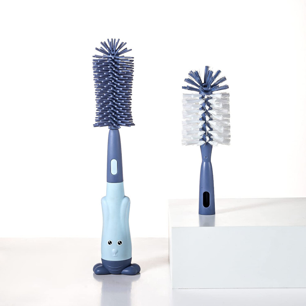 Baby Bottle Brush Set Silicone And Nylon Cleaner Kit With Ergonomic Grip And 360 Reach Dark/Blue