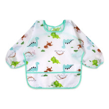 Waterproof Long Sleeve Baby Bib Set with Crumb Catcher Pocket, Stain Resistant Feeding Smock 12–24M