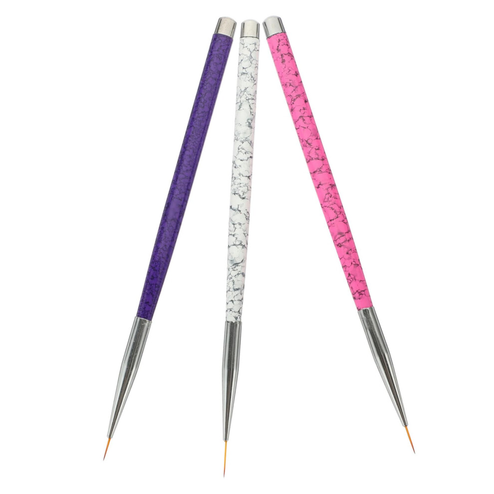 3pcs Professional Nail Art Brush Set with Precision FineTip Nail Liner for Gel Polish