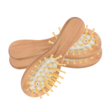 Mini Hair Brush with Wooden Handle Air Cushion for Gentle Scalp Massage Travel and All Hair Types
