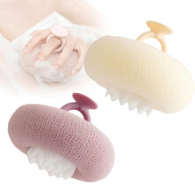 Sunflower Bath Sponge with Suction Cup, 2 in 1 Shower Loofah for Soft Exfoliating Body Care (Purple Yellow)