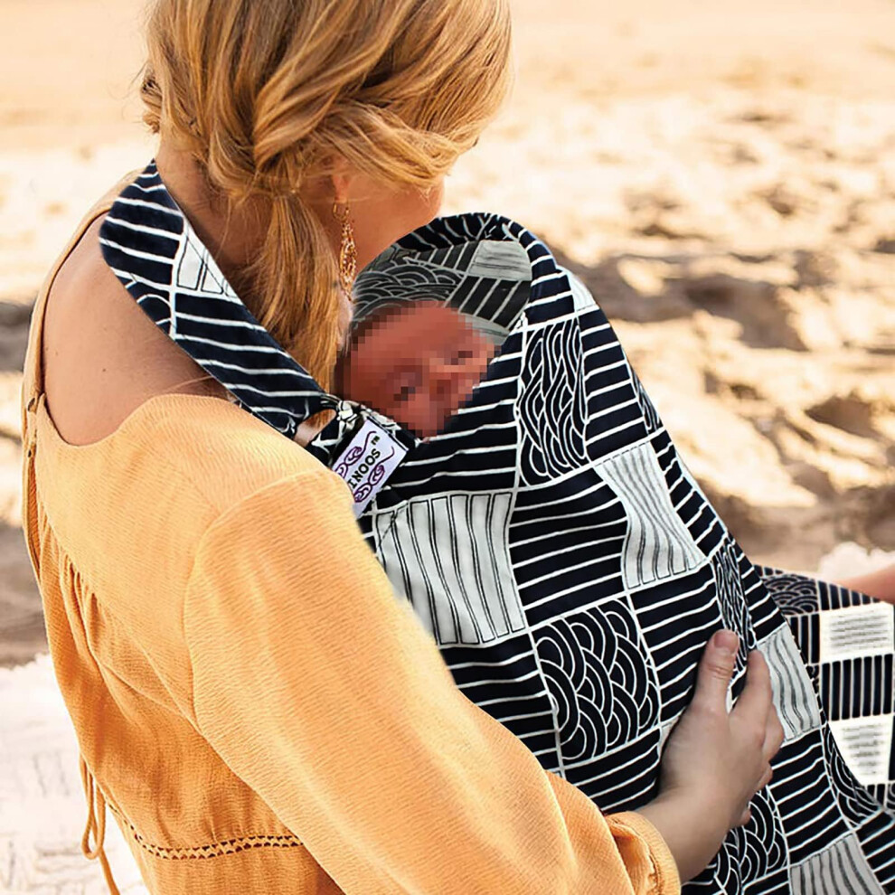 Breathable Cotton Nursing Cover With Adjustable Hoop, 360 Privacy Shield For Breastfeeding Moms Black