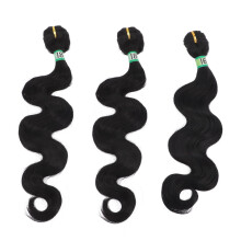 Brazilian Body Wave Hair Extensions 3pcs Natural Black Synthetic Reusable Tangle Resistant for Women