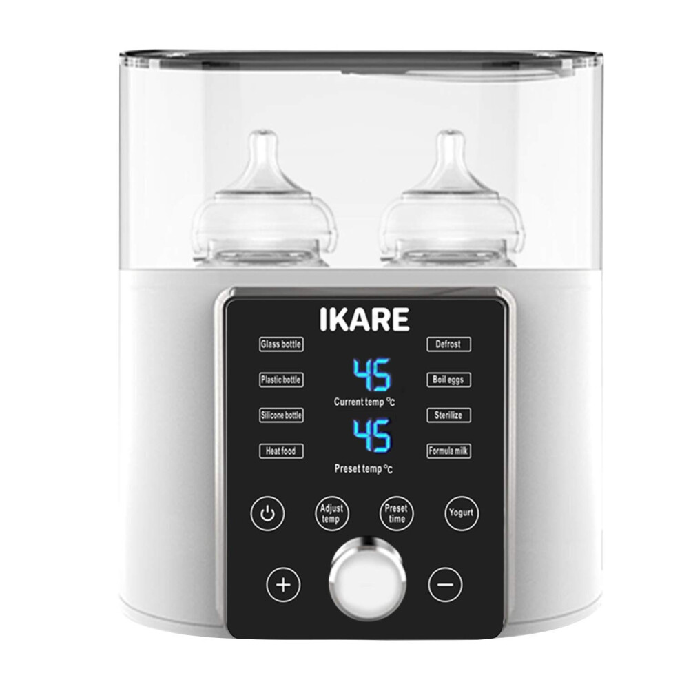 8in1 Baby Bottle Warmer for Breast Milk and Formula, Dual Bottle Heater with LCD Display and Timer