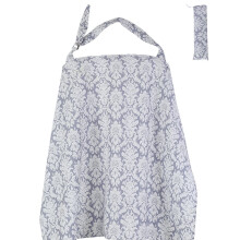 Soft Breathable Cotton Nursing Cover with Adjustable Privacy Neckline, Baby Car Seat and Breastfeeding Cover White Flower