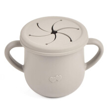 Silicone Baby Straw and Snack Cup with Ergonomic Double Handles, Fall Resistant 2 in 1 Design