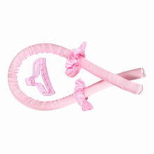 Heatless Pink Rubber Curling Headband Clip Set for Sleeping Styling
