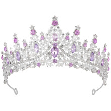 Crystal Tiara Wedding Crown for Women, Silver Rhinestone Princess Headpiece for Prom Quinceañera