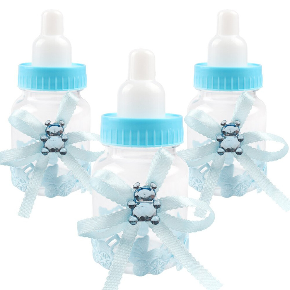 Baby Shower Favors 24 Pack Fillable Mini Baby Bottles For Candy Boy Baptism Party Decor Blue