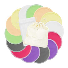 Reusable Nursing Pads 14 Pack with Laundry Bag, Organic Cotton Washable Breastfeeding Pads for Day Use