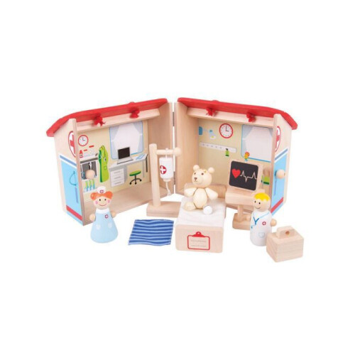 Mini conjunto de jogo de hospital em madeira