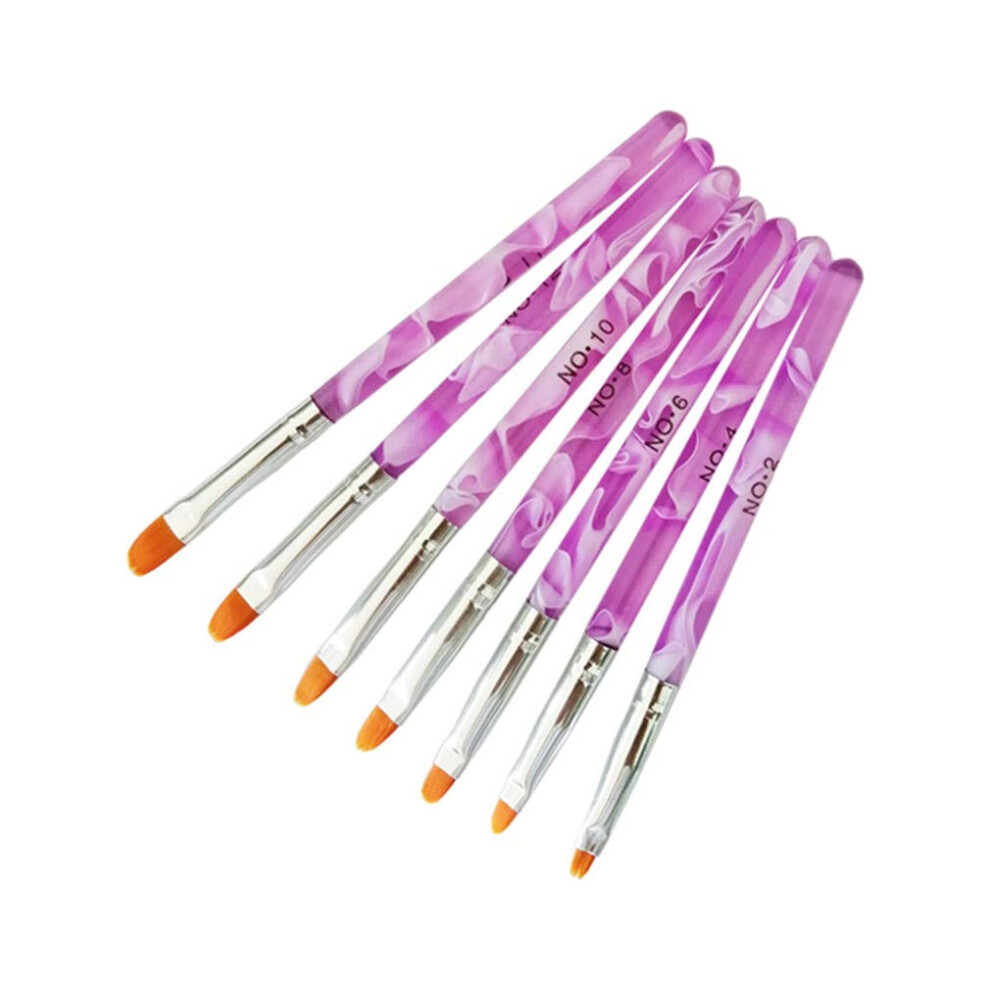 Purple Optokeko 7Pcs Uv Gel Nail Brush Set With Precise Control, Poly Extension And Acrylic Nail Art Brushes (Purple)