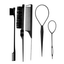 Hair Styling Kit with Wax Stick, Combs and Edge Control Brush for Sleek Styles and Frizz Control