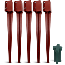 (5) Steel Fence Post Spikes (75x75x750 mm) with Driving Tool for Fence Post Repair and Garden Post Support