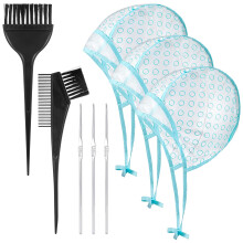 Hair Highlighting Cap Set with Hooks and Brushes, Reusable Adjustable Fit for Salon and DIY Use