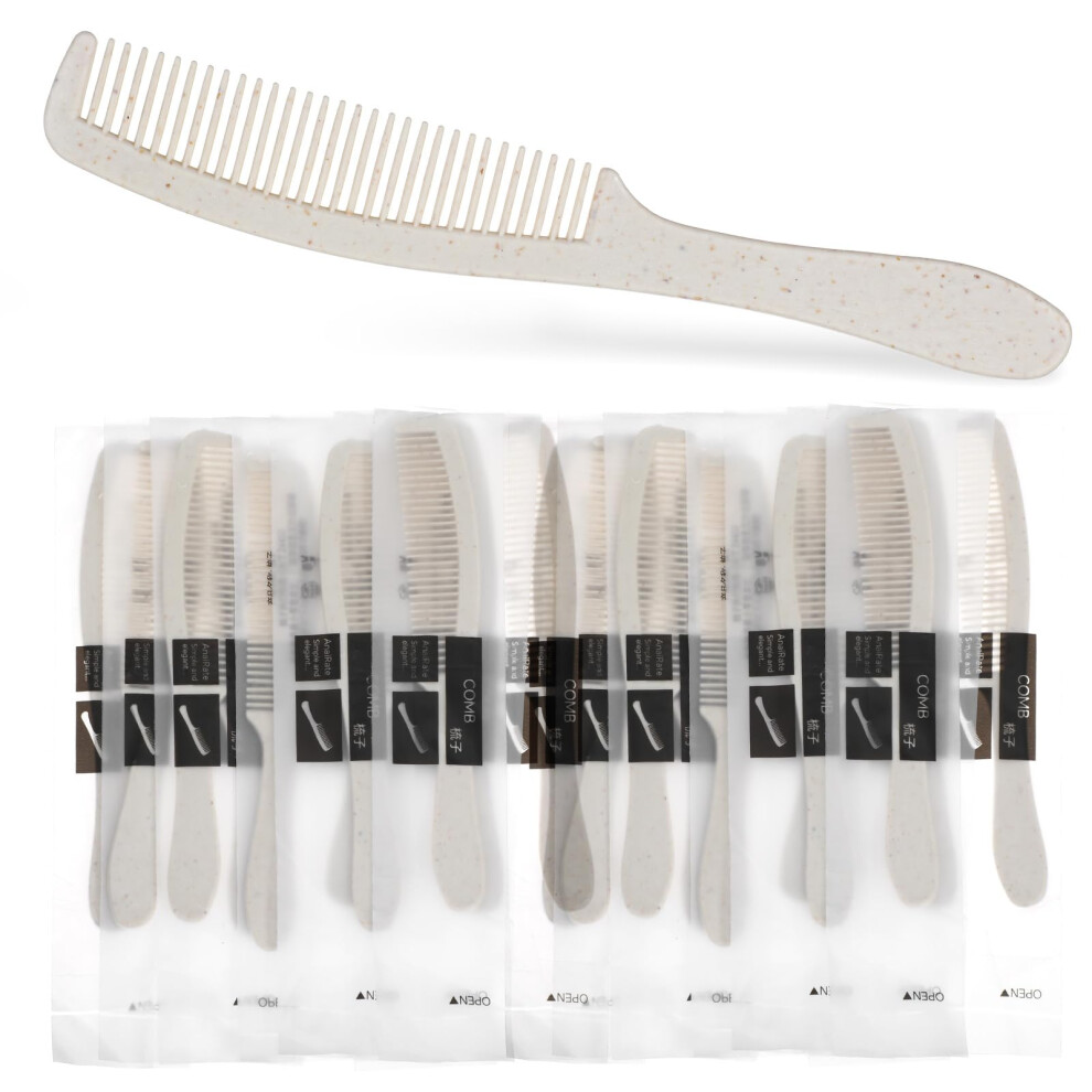 Unisex Beige 200 Pack Disposable Plastic Combs Individually Wrapped Fine Tooth Bulk For Hotel Travel Charity