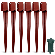 (6) Steel Fence Post Spikes (75x75x750 mm) with Driving Tool for Fence Post Repair and Garden Post Support