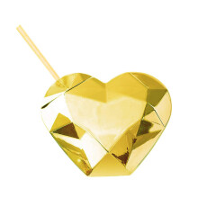 Heart Shaped Straw Cup with Built‑in Straw Lid, Leak Proof Tumbler for Valentine's Day Gifts