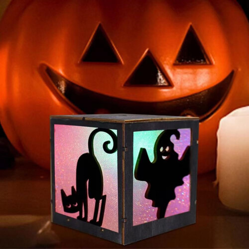 Trä Halloween-lyktor pumpa spöke häxa 2