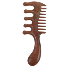 Sandalwood Massage Comb Five Tooth Wooden Scalp Massager Natural Wide Tooth Hair Comb Static