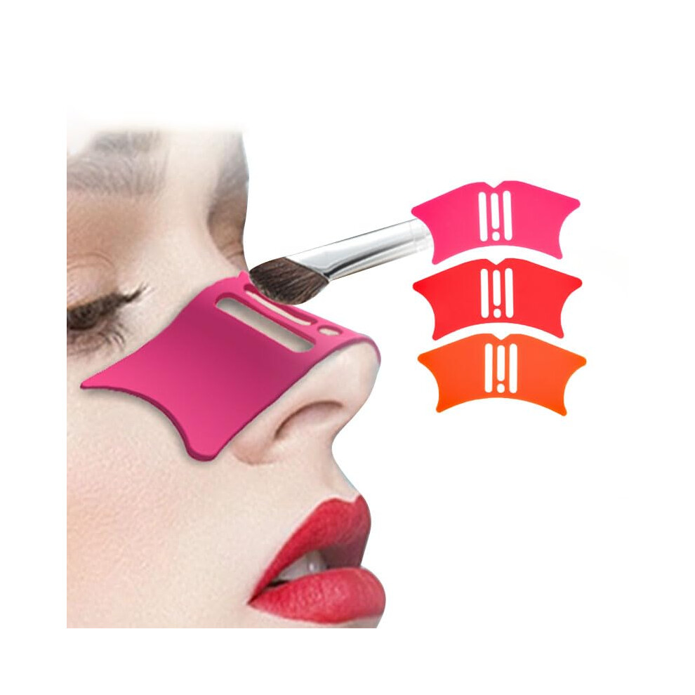 Red Contour Makeup Tool For Precise Nose Contouring And Consistent Brow Shaping With Eyebrow Stencil Rose