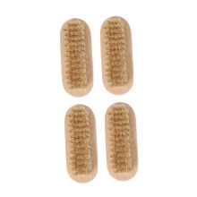 4pcs Boar Bristle Wooden Nail Brush DualSided for Deep Fingernail and Pedicure Cleaning