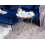 Beliani Side Table MERIDIAN Tempered Glass Marble/ Gold 2