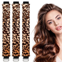 Heatless Hair Curler Set with Three Rod Sizes, Overnight No Heat Styling for Short and Long Hair, 3PCS Leopard Print