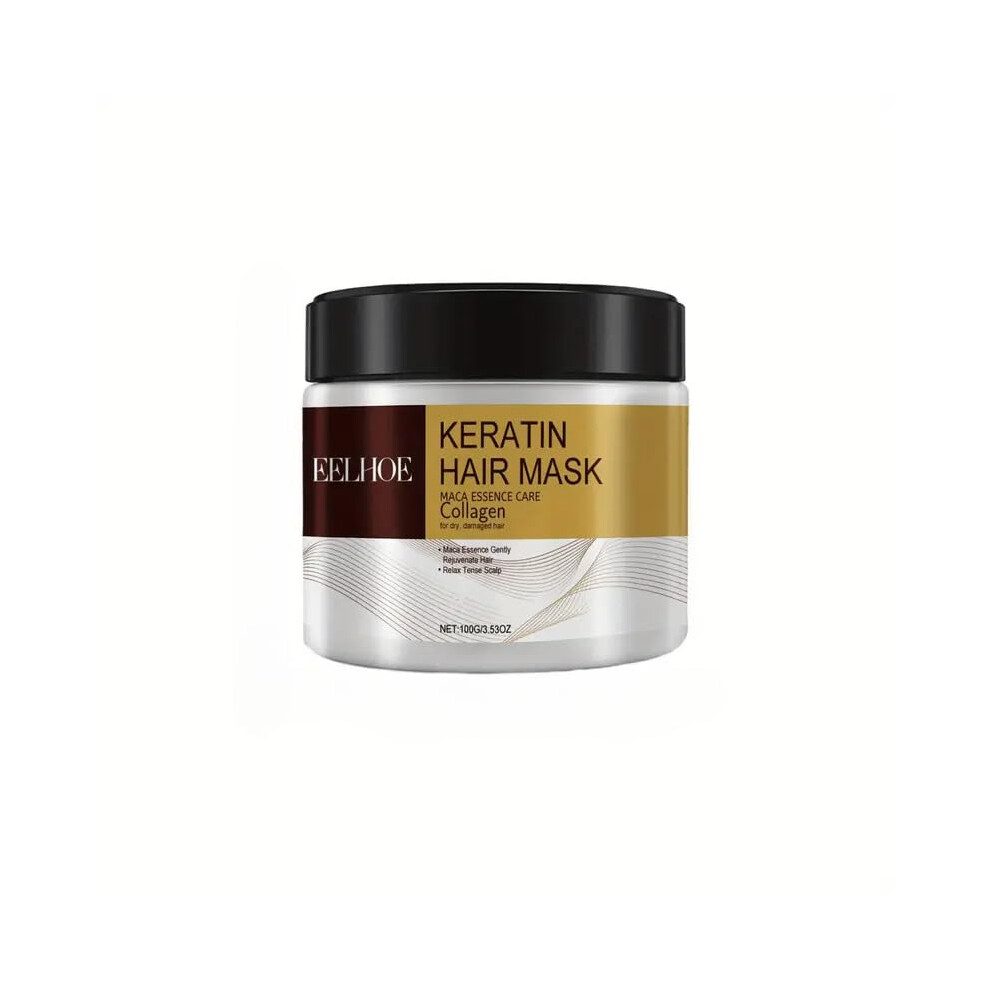 Keratin Hair Mask 100mL for Dry Damaged Hair, Deep Conditioning with Collagen Coconut Argan Oil