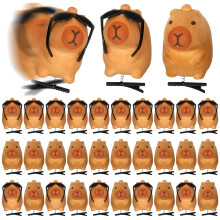 30 Pcs Capybara Hair Clips Set Plush Hairpins Brown Cartoon Accessory for Women Girls Styling
