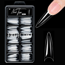 Short Coffin Acrylic Nail Tips 100pcs No C Curve Half Cover False Nails 12 Sizes for Nail Art