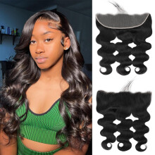14 Inch Brazilian Virgin Hair Frontal 13x4 HD Transparent Lace Body Wave Pre Plucked with Baby Hair