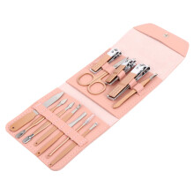 Rose Gold Stainless Steel Nail Clipper Set 7Piece Manicure Kit with Compact Travel Case