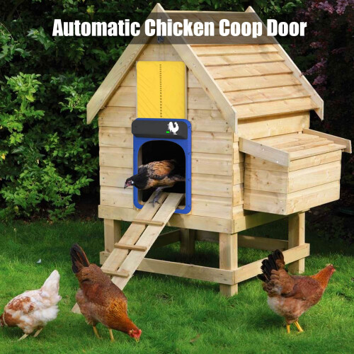 Automatic Chicken Coop Door with Light Sensor, Battery Powered Auto Open Close Poultry Gate, Weatherproof 1