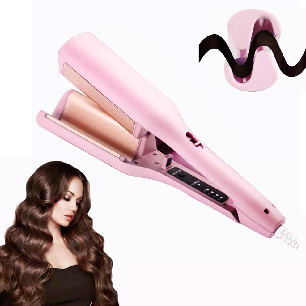 Pink 32Mm Curling Iron With Negative Ion Technology, Adjustable Heat, Natural Wave Styling