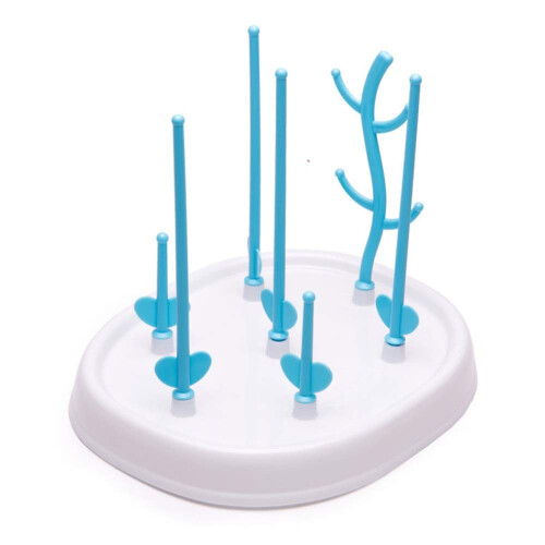 Baby Bottle Drying Rack with Stable Upright Holders, Fast Air Drying, Space Saving Blue