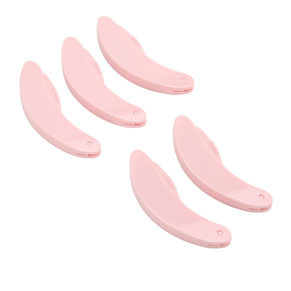 Pink 5Pcs Stainless Steel Folding Eyelash Lash Comb Set, Teeth Eyebrow Brush